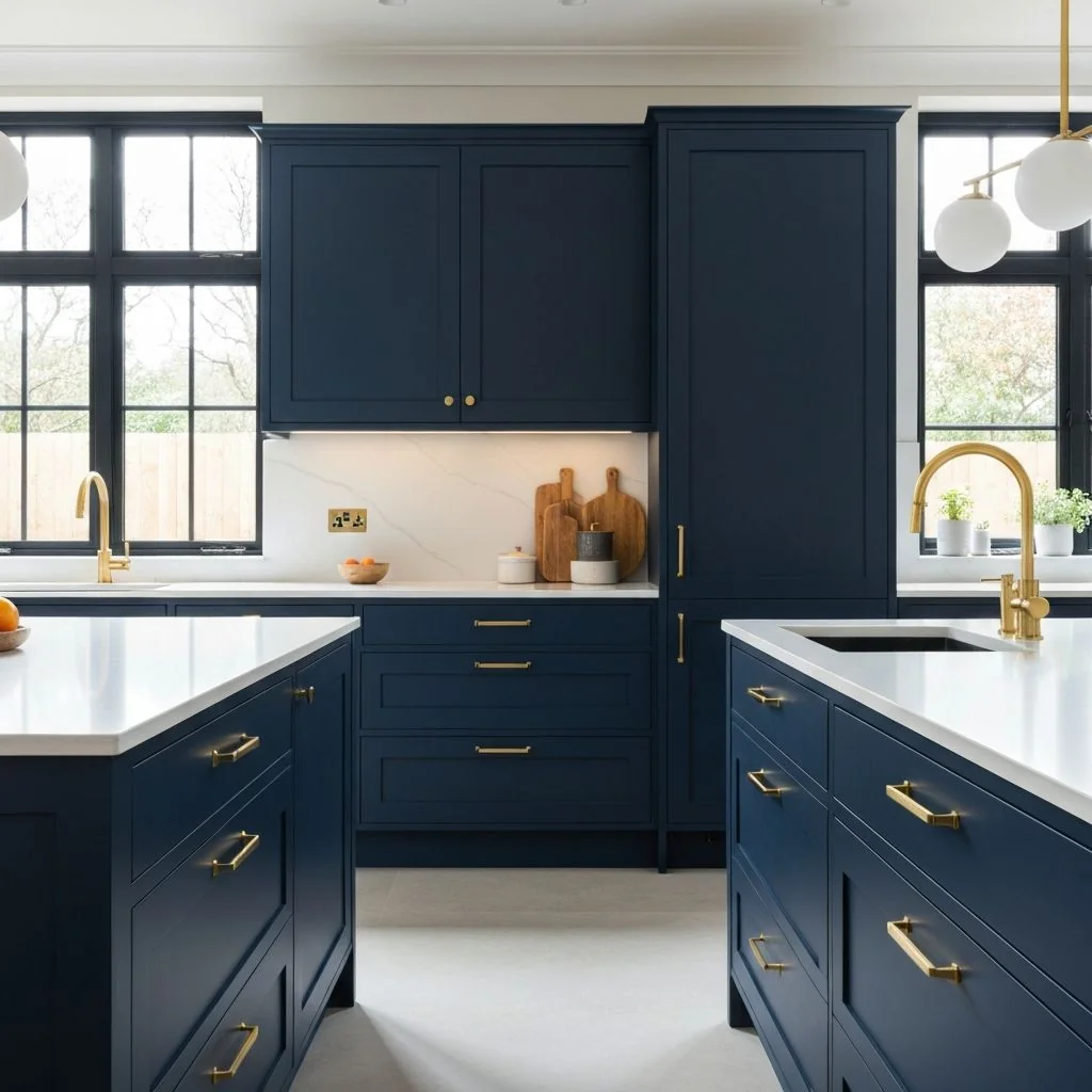 Kitchen cabinet painting service Kitchen cabinet painting Windsor - finished navy kitchen