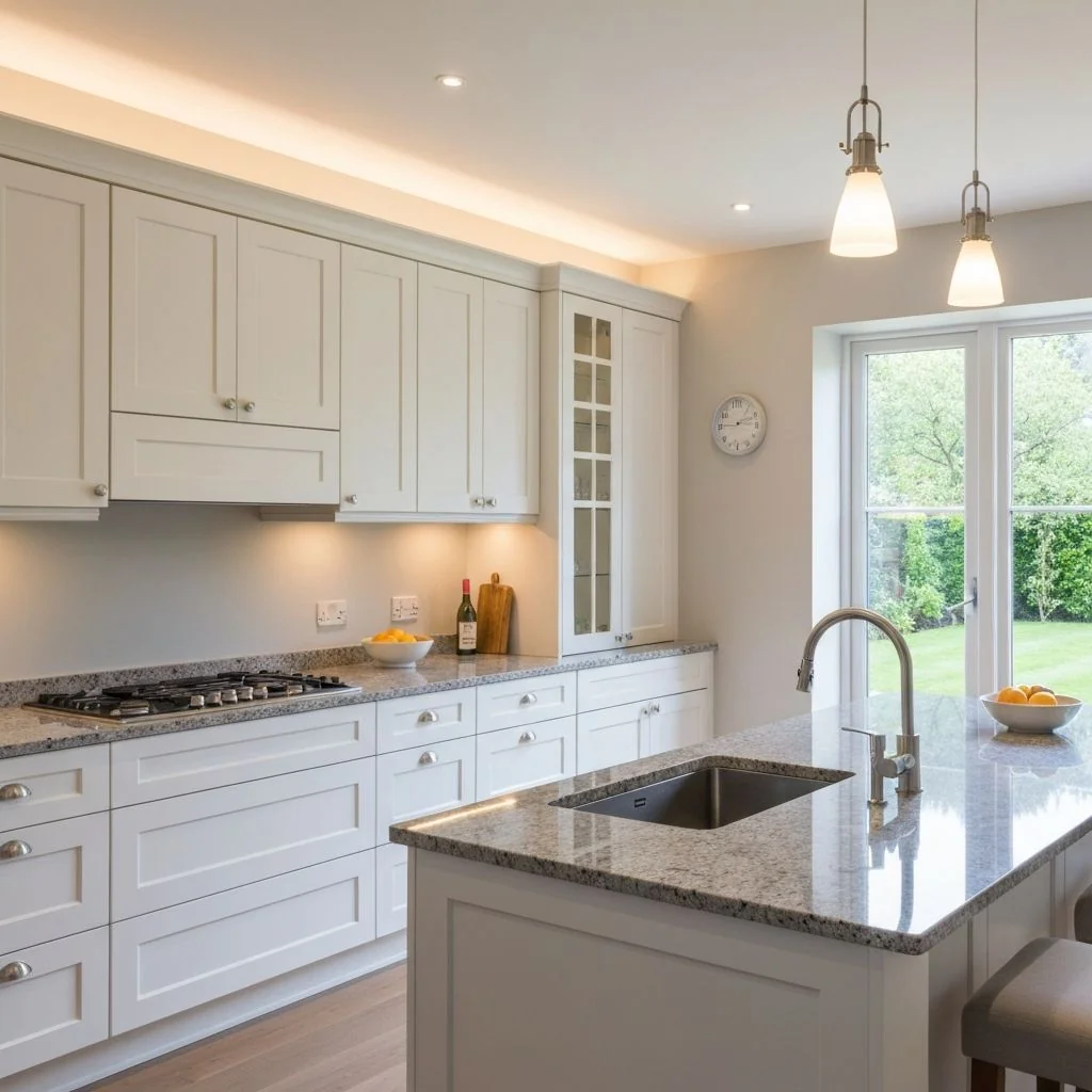 Cabinet refinishing service Refinished modern white kitchen Windsor